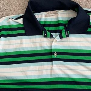 Nike Golf Dri Fit Blue Green White Striped Shirt Large
